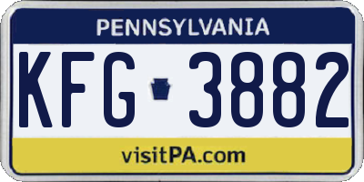 PA license plate KFG3882