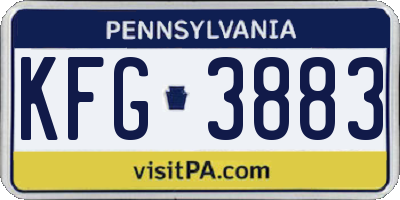 PA license plate KFG3883