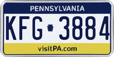 PA license plate KFG3884