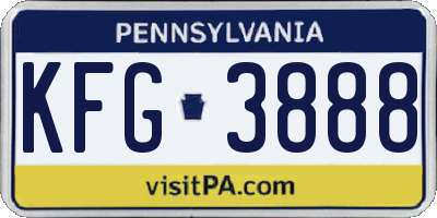 PA license plate KFG3888