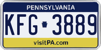 PA license plate KFG3889