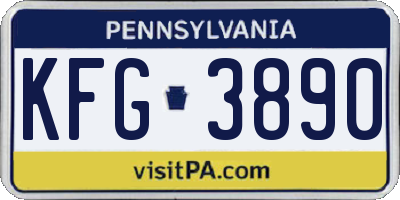 PA license plate KFG3890