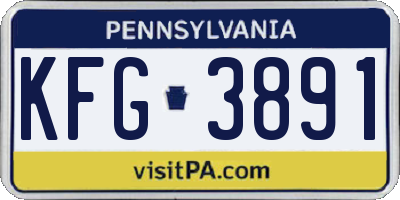 PA license plate KFG3891