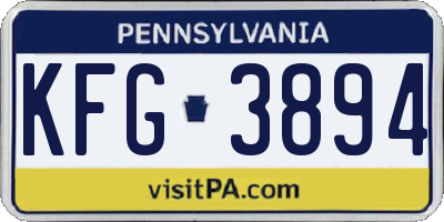 PA license plate KFG3894