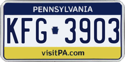 PA license plate KFG3903
