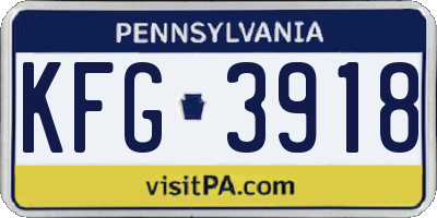 PA license plate KFG3918