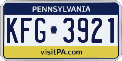 PA license plate KFG3921