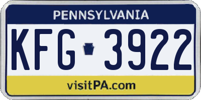 PA license plate KFG3922
