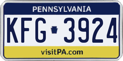 PA license plate KFG3924