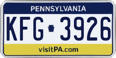 PA license plate KFG3926
