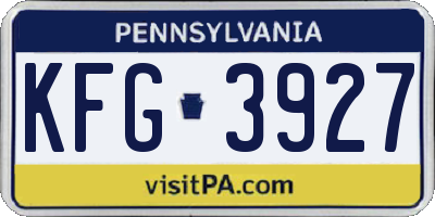 PA license plate KFG3927