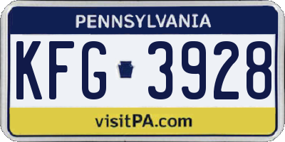 PA license plate KFG3928