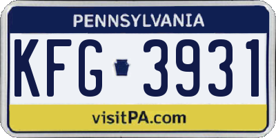 PA license plate KFG3931