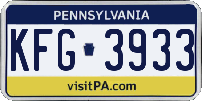 PA license plate KFG3933