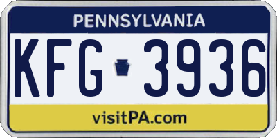 PA license plate KFG3936