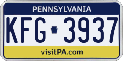 PA license plate KFG3937