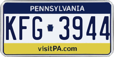 PA license plate KFG3944