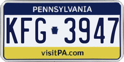 PA license plate KFG3947