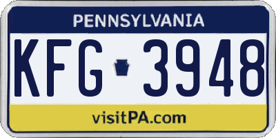 PA license plate KFG3948