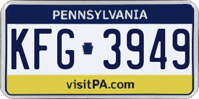 PA license plate KFG3949