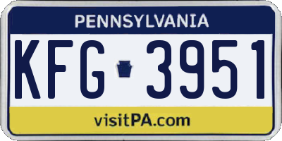 PA license plate KFG3951