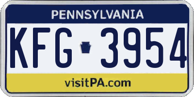 PA license plate KFG3954