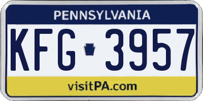 PA license plate KFG3957