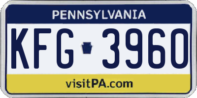 PA license plate KFG3960