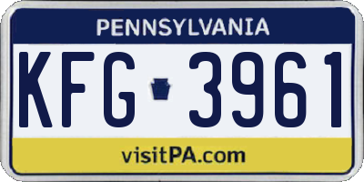 PA license plate KFG3961