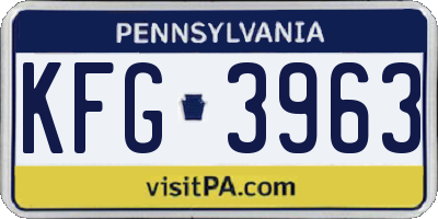 PA license plate KFG3963