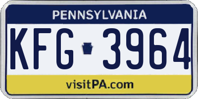 PA license plate KFG3964