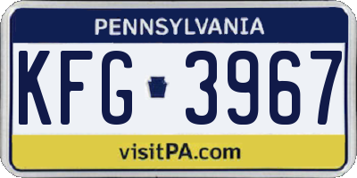 PA license plate KFG3967