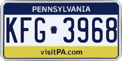 PA license plate KFG3968