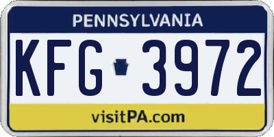 PA license plate KFG3972