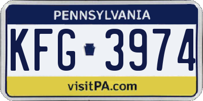 PA license plate KFG3974