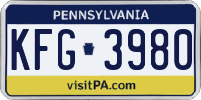 PA license plate KFG3980