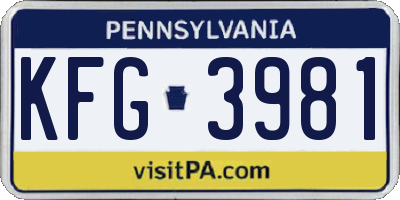 PA license plate KFG3981