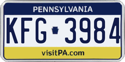 PA license plate KFG3984