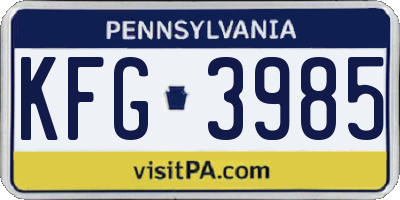 PA license plate KFG3985