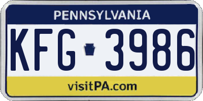 PA license plate KFG3986