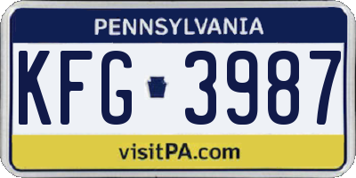 PA license plate KFG3987