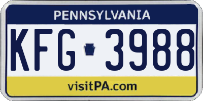 PA license plate KFG3988