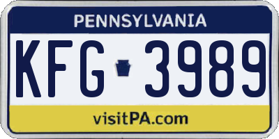 PA license plate KFG3989