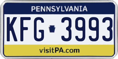 PA license plate KFG3993