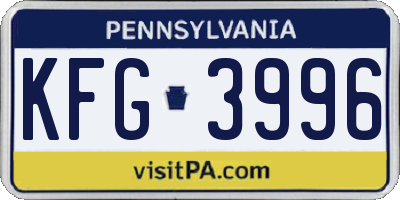 PA license plate KFG3996