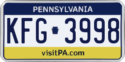 PA license plate KFG3998