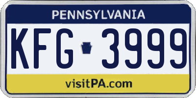 PA license plate KFG3999