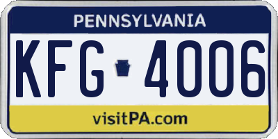 PA license plate KFG4006