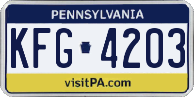 PA license plate KFG4203