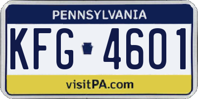 PA license plate KFG4601